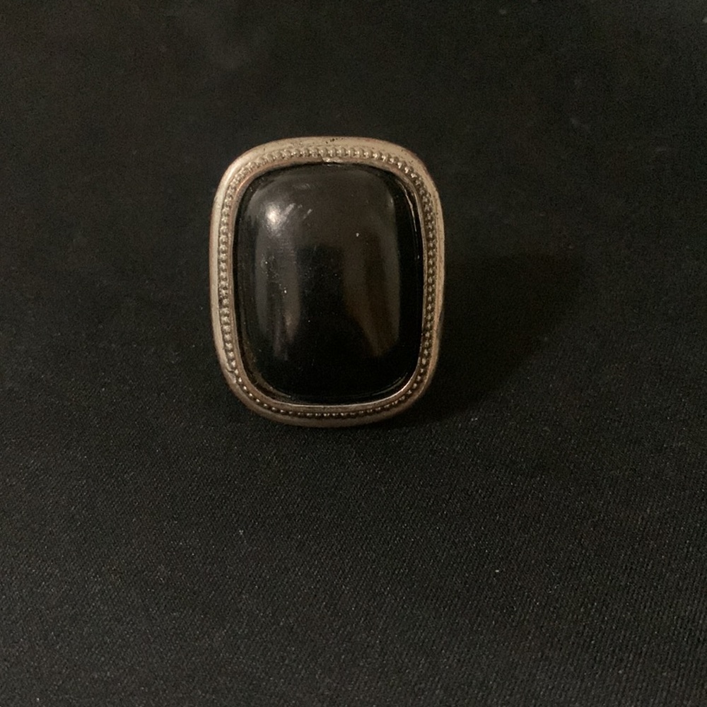 Black and silver statement ring